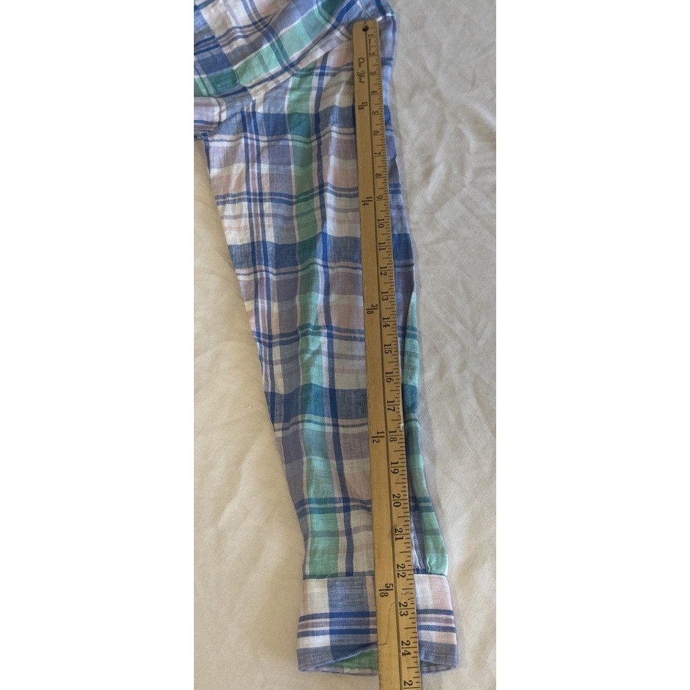 Brooks Brothers 1818 Regular Fit Linen Button Down Plaid Shirt Mens Small New - Picture 7 of 10
